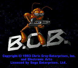 B.O.B. title screen for Sega Genesis